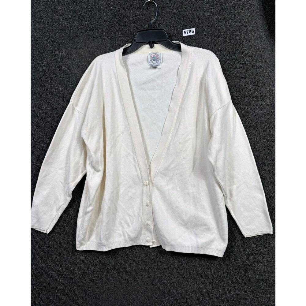 Cape Isle Knitters Classic Cream Cardigan Sweater Womens Sz S Long Sleeve *READ